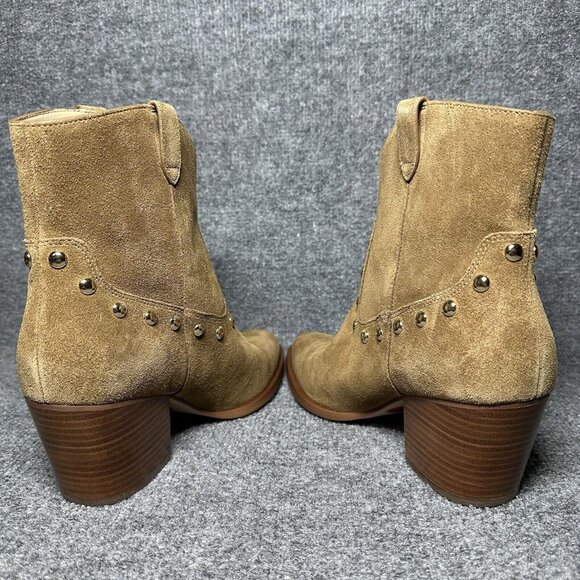 Coach Paline Bootie Women’s 10 Tan Suede Chelsea Pull On Block Heeled - Picture 5 of 11